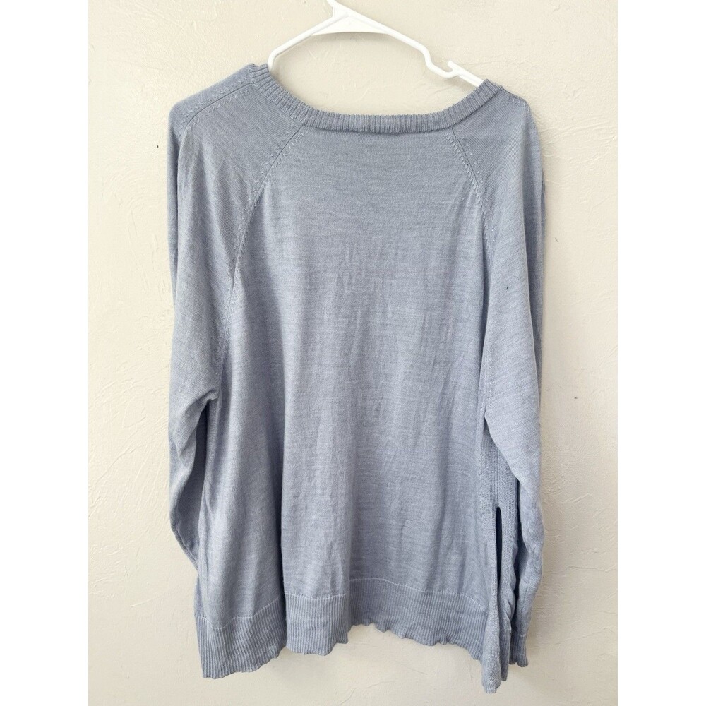 $208 Eileen Fisher DAWN MERINO Wool Boxy Sweater Tunic Shirt TOP Size XL Blue - Picture 6 of 7